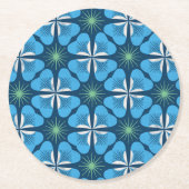 Paper Coaster in bright blue clover geometric Runder Pappuntersetzer (Vorderseite)