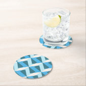 Paper Coaster in square geometric bright blue Runder Pappuntersetzer (Vor Ort)