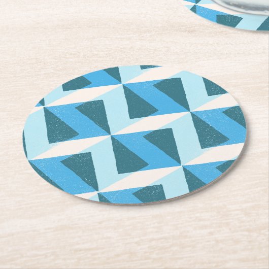 Paper Coaster in square geometric bright blue Runder Pappuntersetzer (Angewinkelt)
