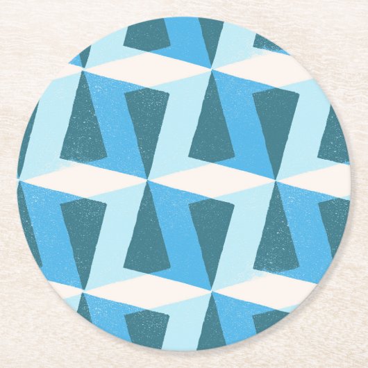 Paper Coaster in square geometric bright blue Runder Pappuntersetzer (Vorderseite)