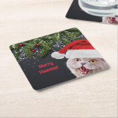 Paper Coaster, Merry Hissmas  Rechteckiger Pappuntersetzer (angewinkelt)