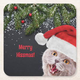 Paper Coaster, Merry Hissmas  Rechteckiger Pappuntersetzer