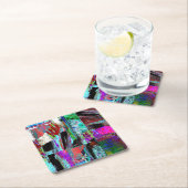 Paper Coaster – Neon Pulse Rechteckiger Pappuntersetzer (Vor Ort)
