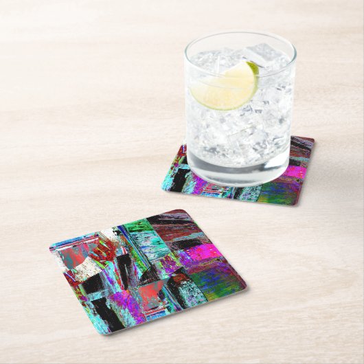 Paper Coaster – Neon Pulse Rechteckiger Pappuntersetzer (Vor Ort)