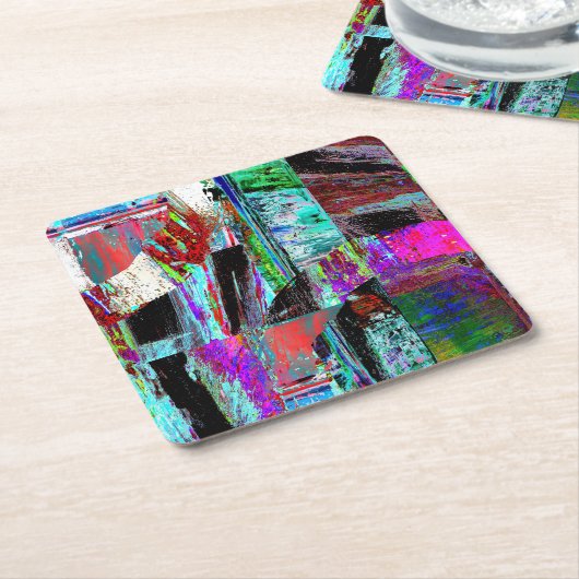 Paper Coaster – Neon Pulse Rechteckiger Pappuntersetzer (angewinkelt)