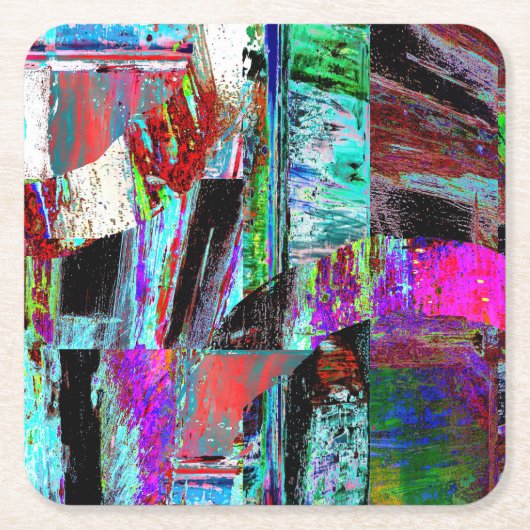 Paper Coaster – Neon Pulse Rechteckiger Pappuntersetzer (Vorderseite)