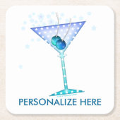 PAPER COASTERS - BLAUER MARTINI RECHTECKIGER PAPPUNTERSETZER (Vorderseite)