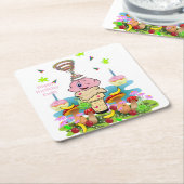Paper Coasters Happy Birthday Pink Cupcake  Rechteckiger Pappuntersetzer (angewinkelt)