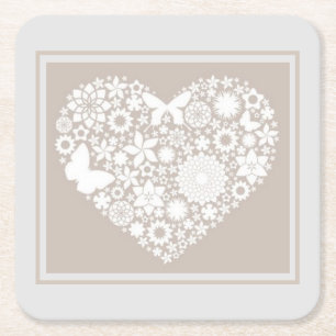 Paper Coasters - Heart Rechteckiger Pappuntersetzer