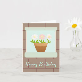 Paper Craft Daisies at House Window Birthday Card Karte