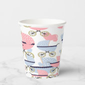 Paper Cup Baby Dusche Baby Buggyen rosa/blau Pappbecher (Vorderseite)
