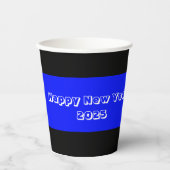 Paper Cup Black Blue Happy Neujahr 2025 Pappbecher (Vorderseite)