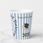 Paper Cup Blue & White Stripe Graduate 2026 Pappbecher (Rückseite)