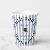 Paper Cup Blue & White Stripe Graduate 2026 Pappbecher (Links)