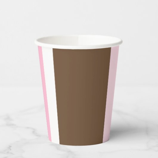 Paper Cup Brown & Pink Stripe  Pappbecher (Links)