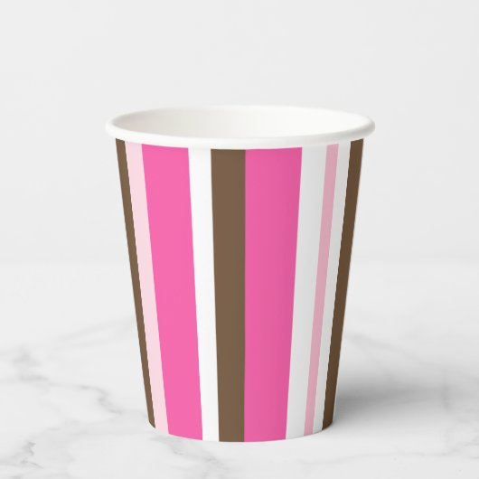 Paper Cup Brown & Pink Stripe Pappbecher (Rückseite)
