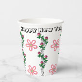 Paper Cup Floral Happy Neujahr 2025 Pappbecher (Vorderseite)