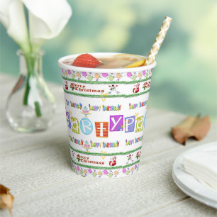 Paper Cup frohe Weihnachten glücklich Geburtstag Pappbecher
