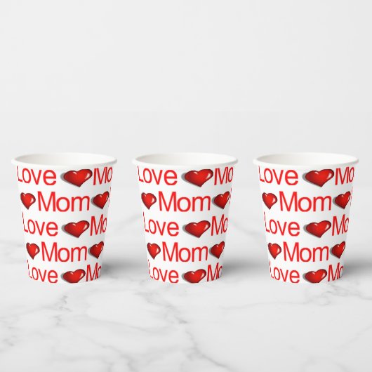 Paper Cup Happy Valentine's Day Red Heart Liebe Ma Pappbecher (Multi)