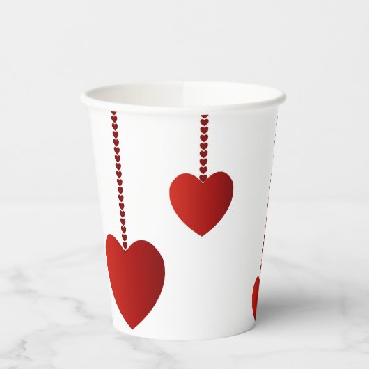 Paper Cup Happy Valentine's Day Red Hearts Pappbecher (Links)