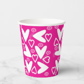 Paper Cup Happy Valentine's Day White Hearts Pappbecher (Vorderseite)