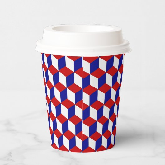 Paper Cup - Illusion in Rot, Weiß und Blau Pappbecher (Rechts)