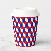 Paper Cup - Illusion in Rot, Weiß und Blau Pappbecher (Vorderseite)