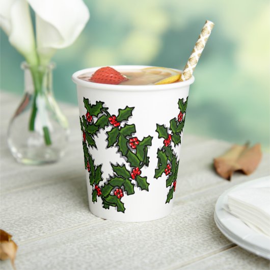 Paper Cup - Kränze von Holly-Blätter und Berries Pappbecher (In Situ)