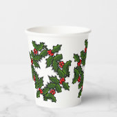 Paper Cup - Kränze von Holly-Blätter und Berries Pappbecher (Vorderseite)