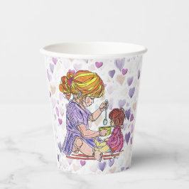 Paper Cup Little Girl and Babydoll Pappbecher