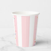Paper Cup Pink & White Stripe Barber Pole Pappbecher (Rechts)