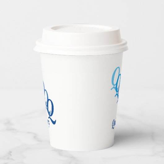 Paper Cup - Schattige Initialen, Name in Blues Pappbecher (Links)