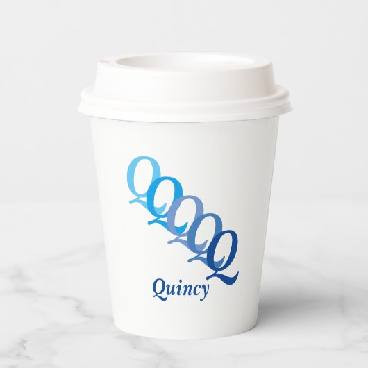 Paper Cup - Schattige Initialen, Name in Blues Pappbecher (Rückseite)