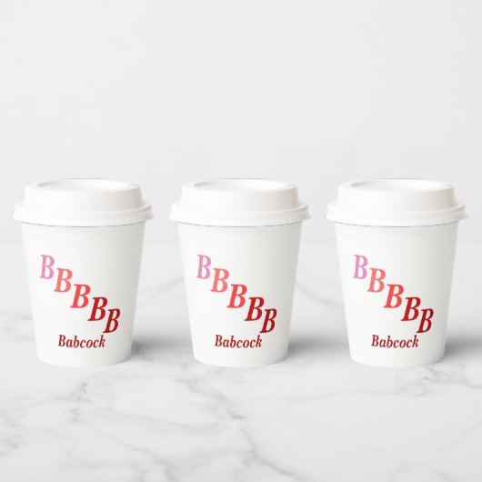 Paper Cup - Schattige Initialen, Name in Reds Pappbecher (Multi)