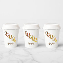 Paper Cup - Stepped Initials, Name in Browns