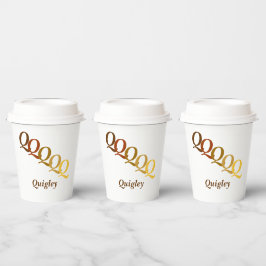 Paper Cup - Stepped Initials, Name in Browns Pappbecher