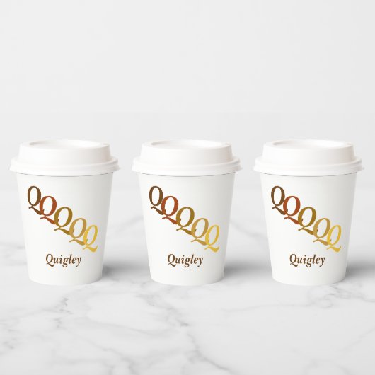 Paper Cup - Stepped Initials, Name in Browns Pappbecher (Multi)