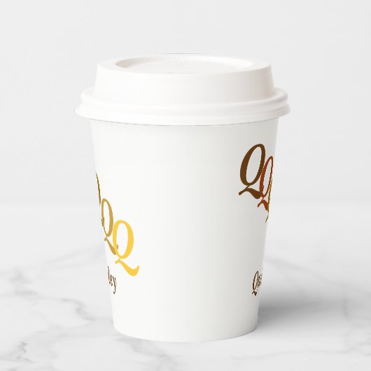 Paper Cup - Stepped Initials, Name in Browns Pappbecher (Links)