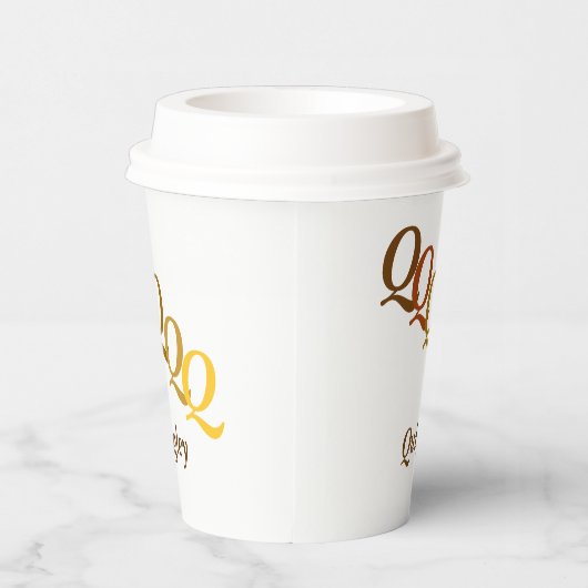 Paper Cup - Stepped Initials, Name in Browns Pappbecher (Rechts)