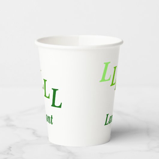 Paper Cup - Stepped Initials, Name in Grüntönen Pappbecher (Links)