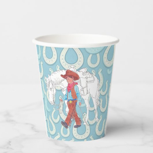 Paper Cup Young Cowboy and Pferd Pappbecher (Vorderseite)
