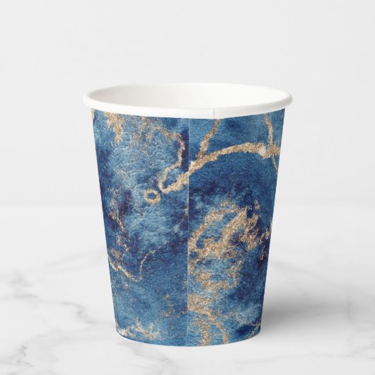 Paper Cups (236 ml) - Blue & Gold Pattern Pappbecher (Rechts)