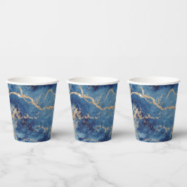 Paper Cups (236 ml) - Blue & Gold Pattern Pappbecher