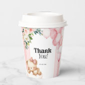 Paper Cups Baby Dusche Danke Pink Girl Bear Pappbecher (Rückseite)