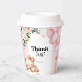 Paper Cups Baby Dusche Danke Pink Girl Bear Pappbecher (Vorderseite)