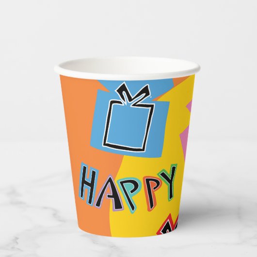 Paper Cups "Hanukkah Happy Bright Art" 8 oz. Pappbecher (Vorderseite)