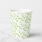 Paper Cups "Pessach Grün/Gelb-Blätter" 8 oz. Pappbecher (Vorderseite)