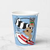 Paper Cups "Rudolph Skiing" 8 oz. Pappbecher (Rückseite)