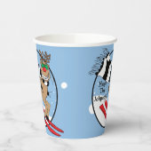 Paper Cups "Rudolph Skiing" 8 oz. Pappbecher (Links)