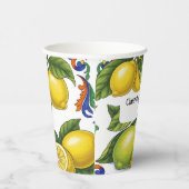 Paper Cups Set with Lemon Print – Mediterranean Pappbecher (Rechts)
